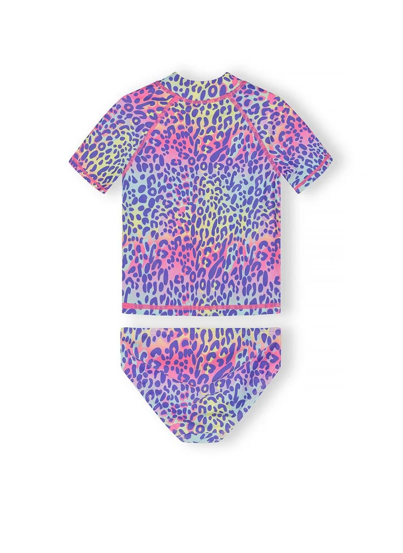 مينوتي Girls rash vest set purple leopard print